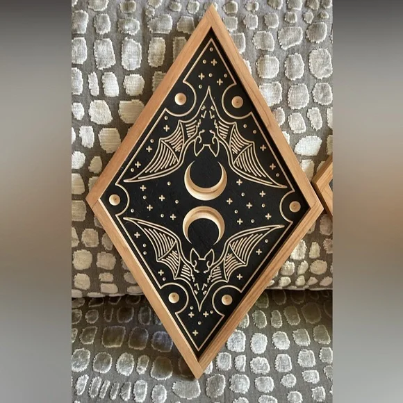 Wooden Bat and Moon Wall Art - Picture 3 of 7